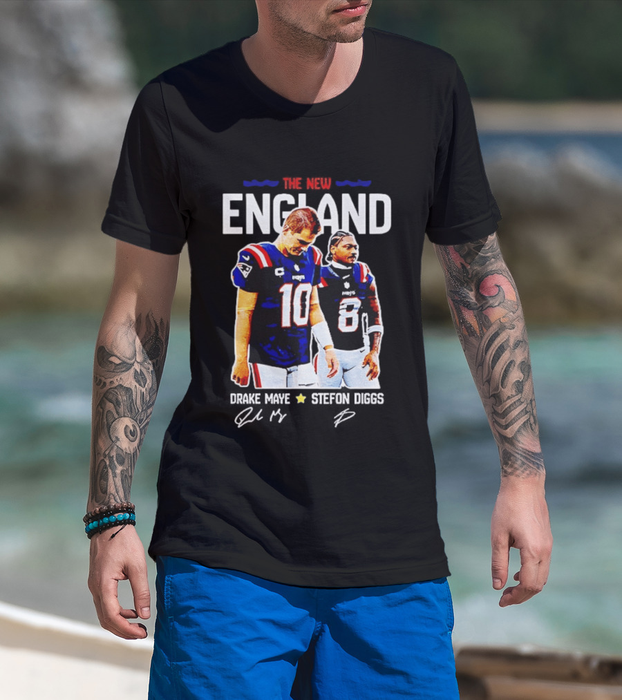 Drake Maye Stefon Diggs New England Football T-Shirt