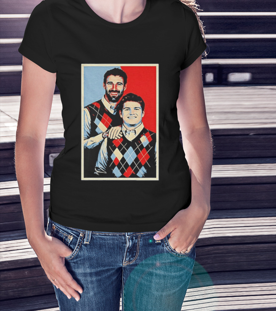 Mike Vrabel Drake Maye New England Patriots Football Hope Iconic Argyle Sweater T-Shirt