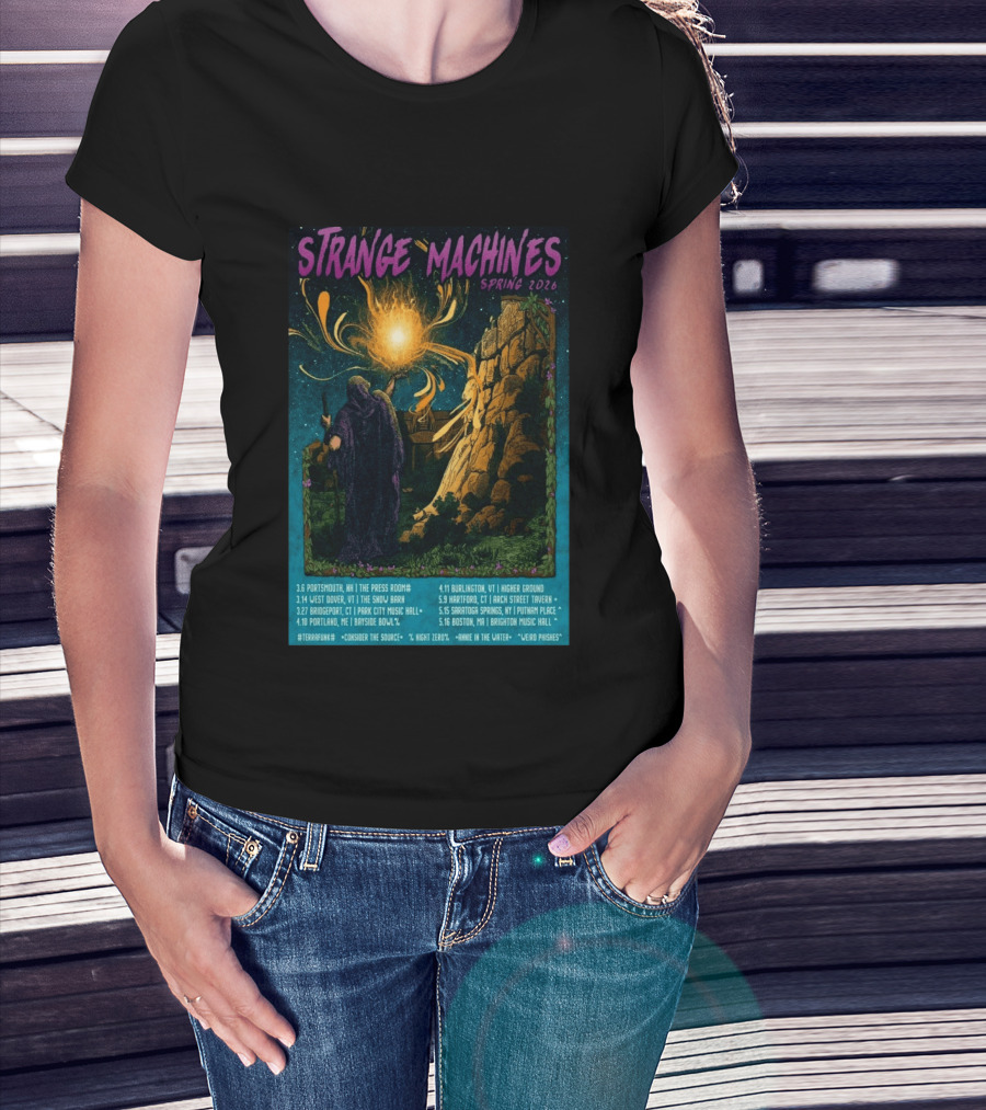 Strange Machines Spring 2026 Tour With Consider The Source Weird Phishes And Annie In The Water Featuring Portland Bridgeport And Boston Venues T-Shirt