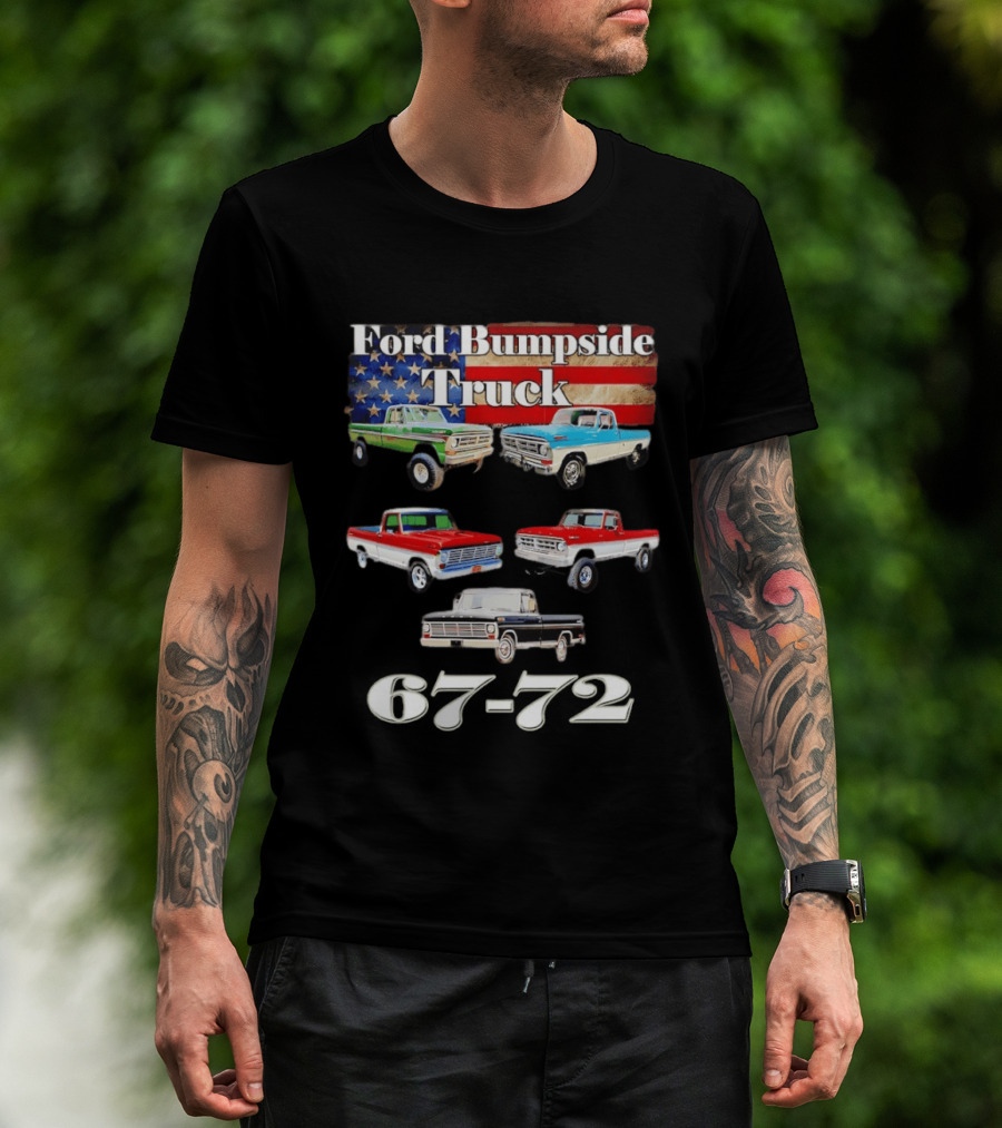 Ford Bumpside Truck 67 72 American Flag Classic Pickup Collection T-Shirt