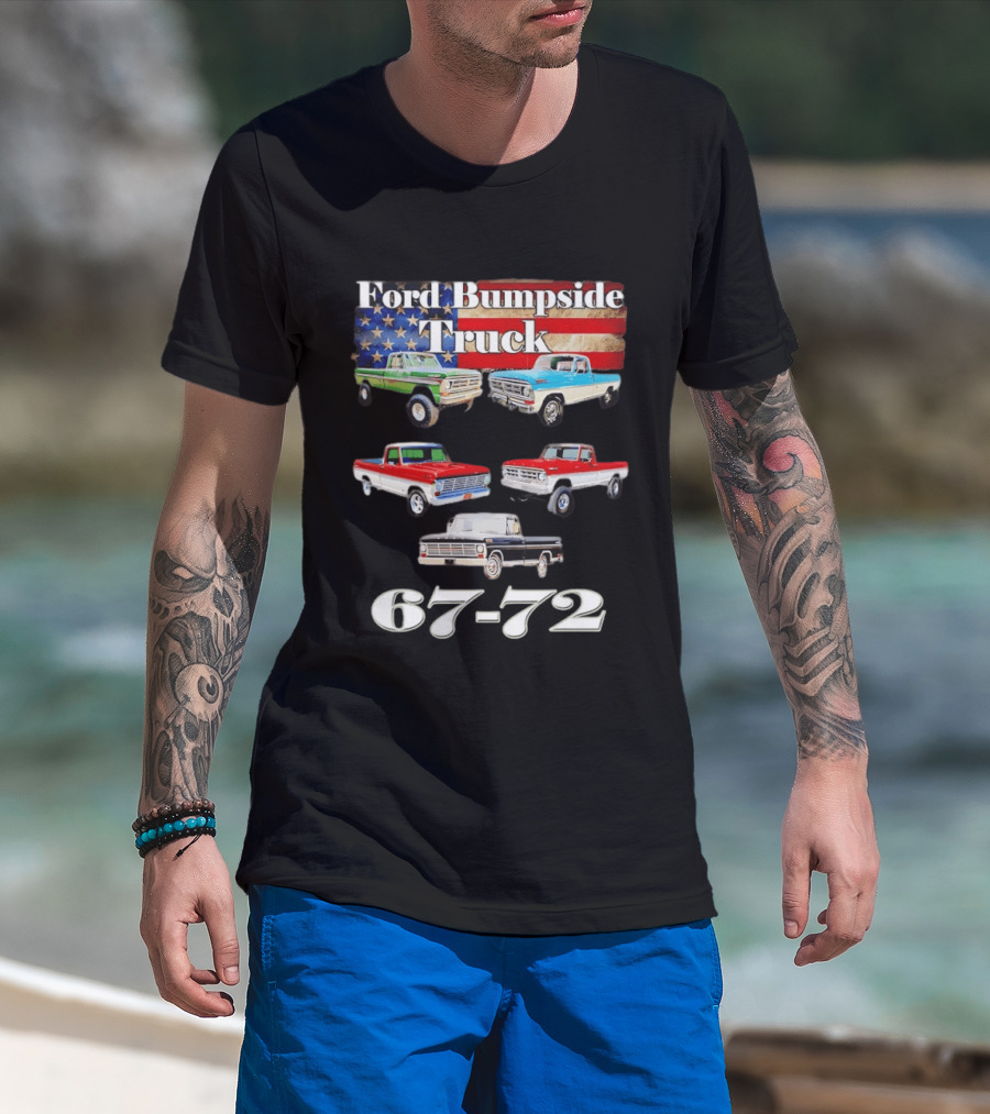 Ford Bumpside Truck 67 72 American Flag Classic Pickup Collection T-Shirt