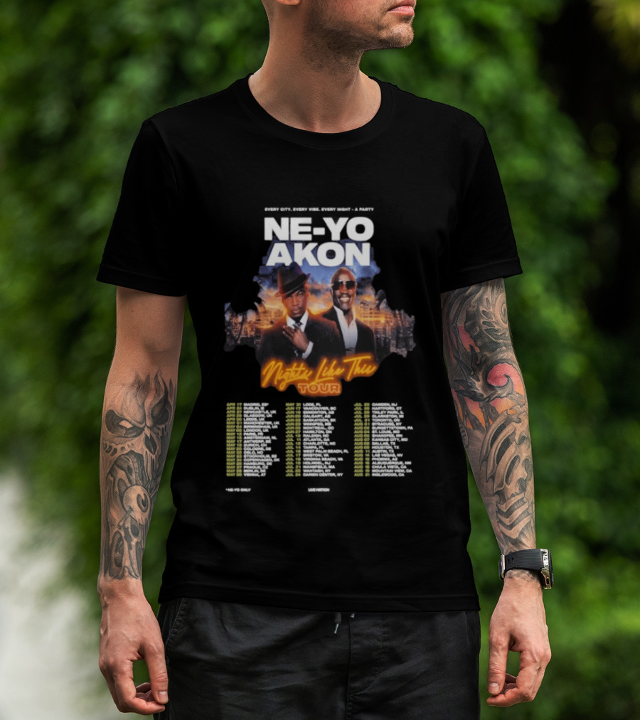 Ne Yo Akon Nights Like This Tour 2026 Dates City Skyline T-Shirt