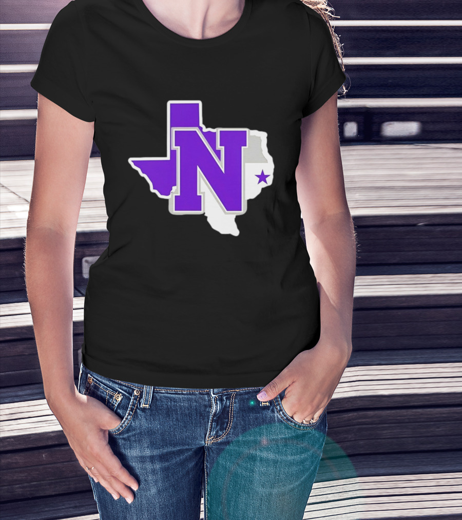 Norton High School Football Texas Map Purple N Star T-Shirt