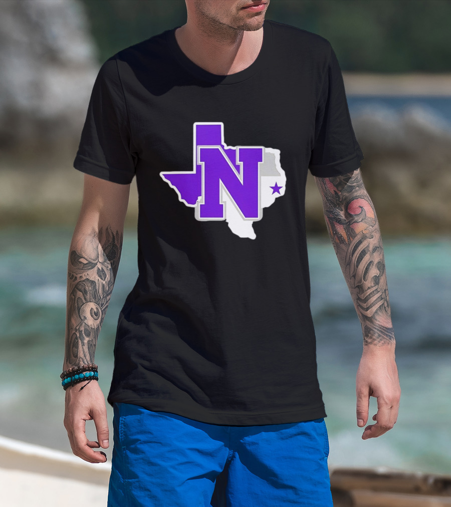 Norton High School Football Texas Map Purple N Star T-Shirt