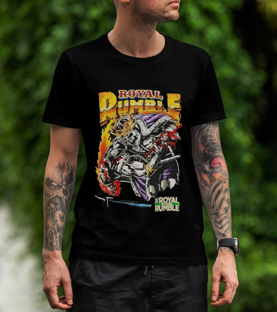 Royal Rumble Riyadh Boulevard Skeleton Crown Flame T-Shirt