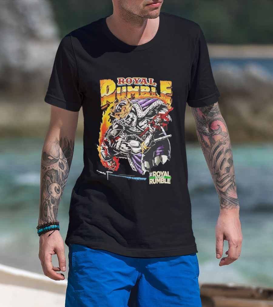 Royal Rumble Riyadh Boulevard Skeleton Crown Flame T-Shirt