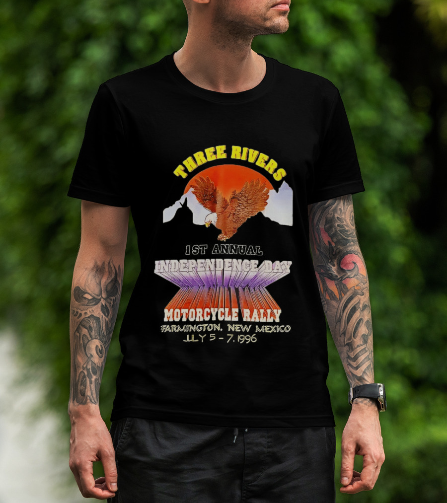 Three Rivers Independence Day Motorcycle Rally Bald Eagle Sunset T-Shirt