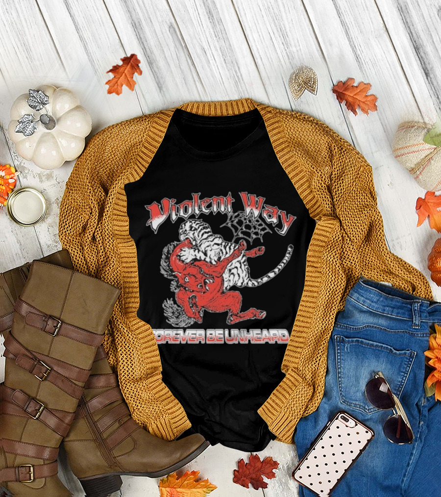 Violent Way Forever Be Unheard Tiger Red Devil Wrestling Tiger Spiderweb T-Shirt