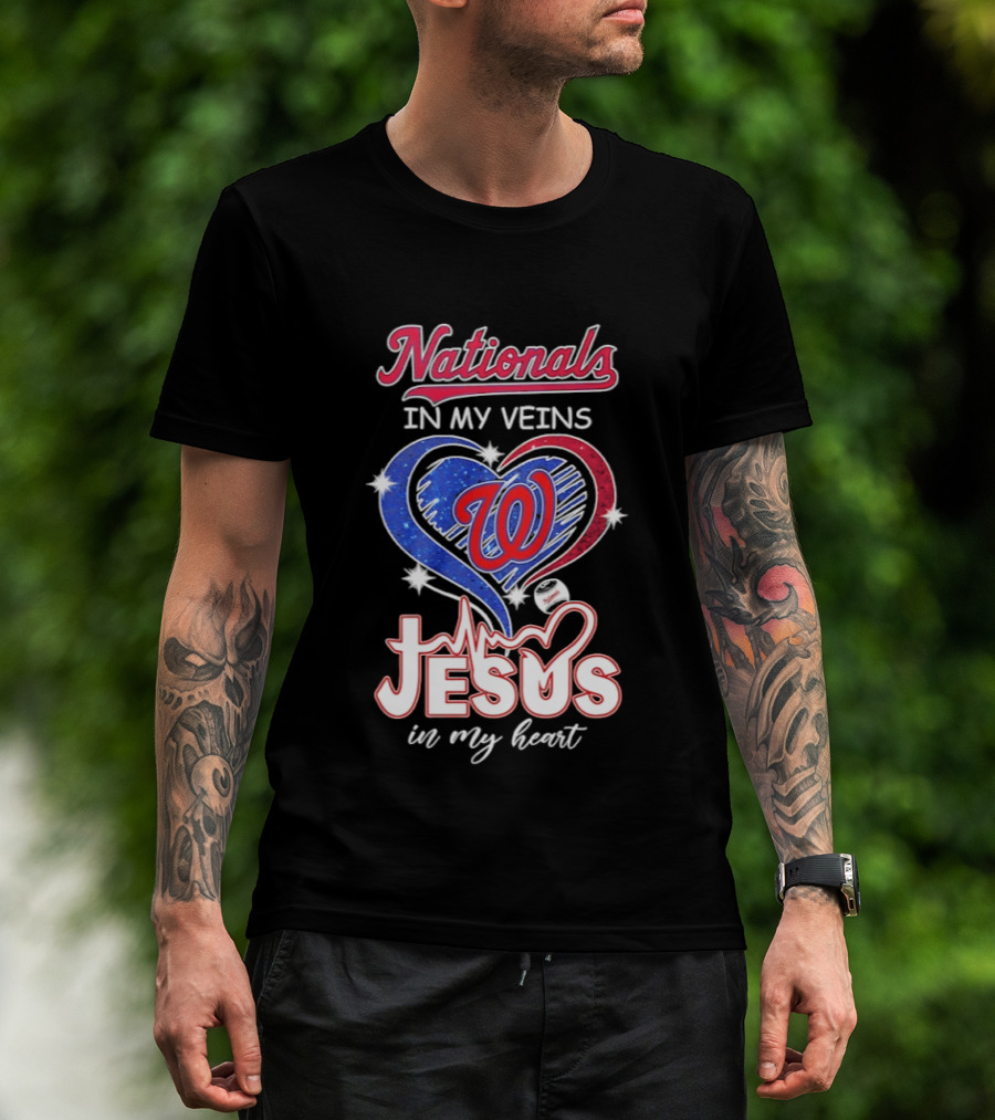 Nationals In My Veins W Heart Jesus In My Heart T-Shirt