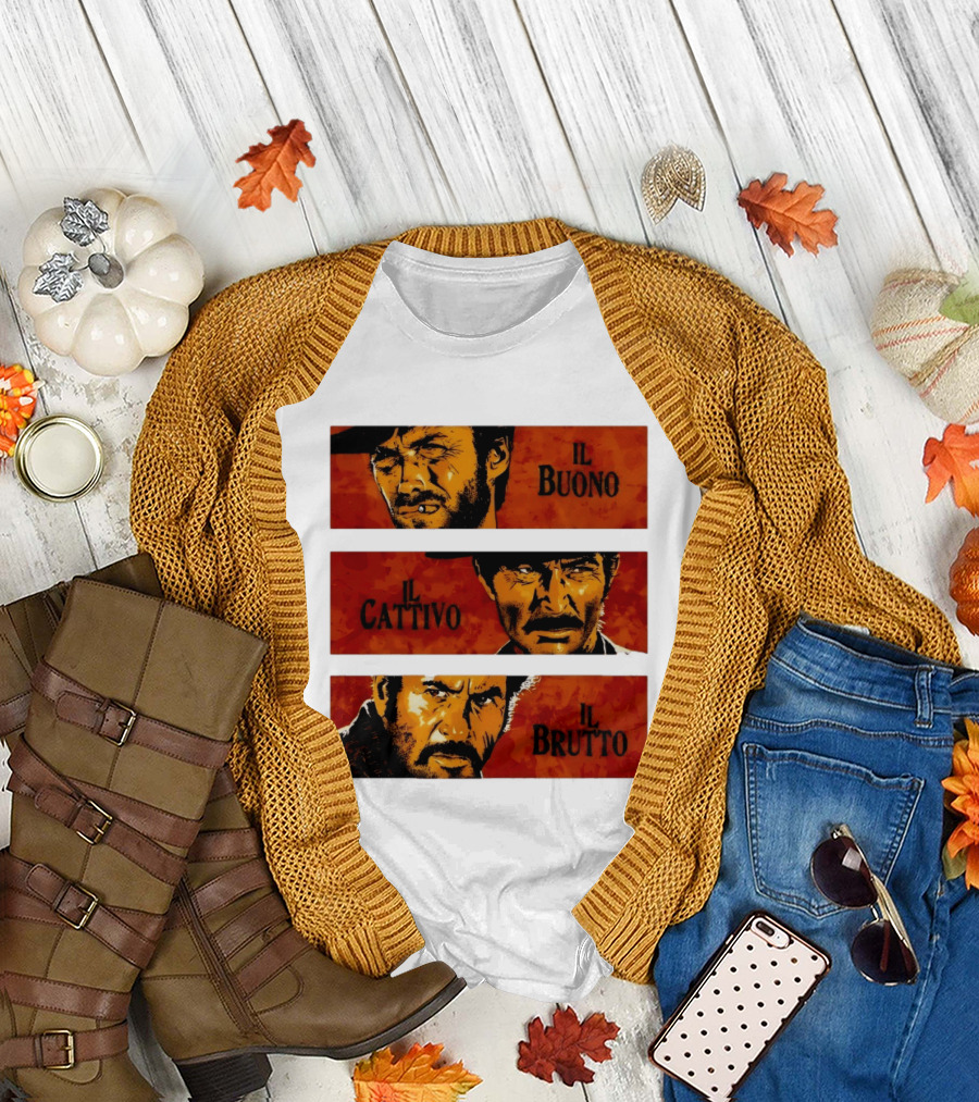 IL Buono IL Brutto IL Cattivo Spaghetti Western Iconic Characters T-Shirt