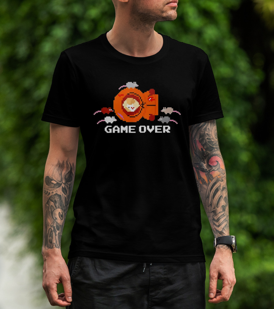 Astronaut Cat Game Over Pixel Art With Space Mice T-Shirt