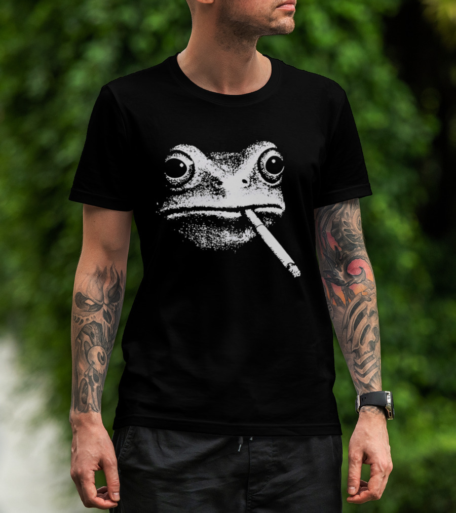 Frog Smoking Cigarette Sketch T-Shirt