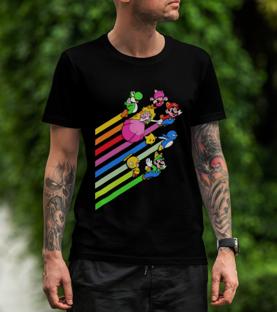 Super Mario Yoshi Princess Peach Rainbow Flight Adventure T-Shirt