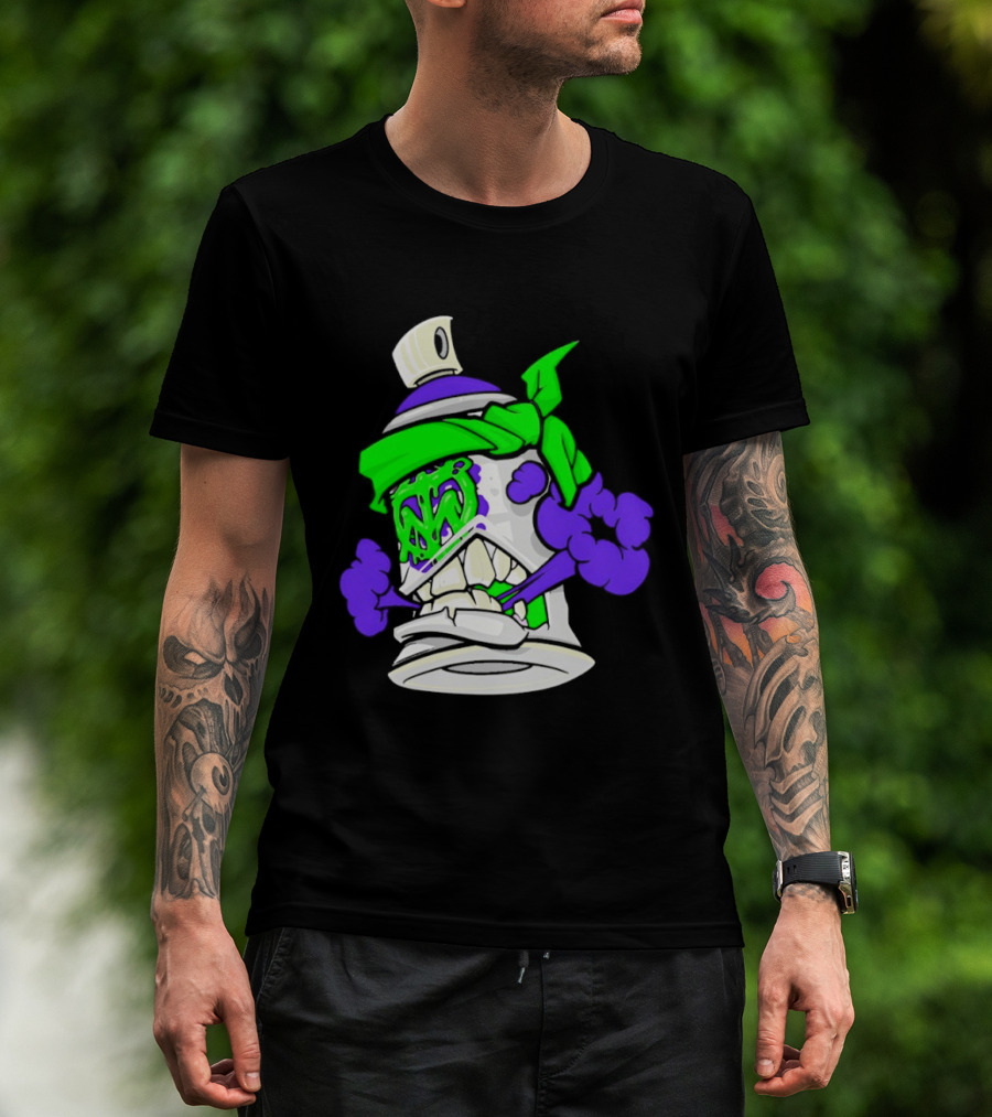Trey Miguel Graffiti Spray Paint Can Cartoon Bandana T-Shirt