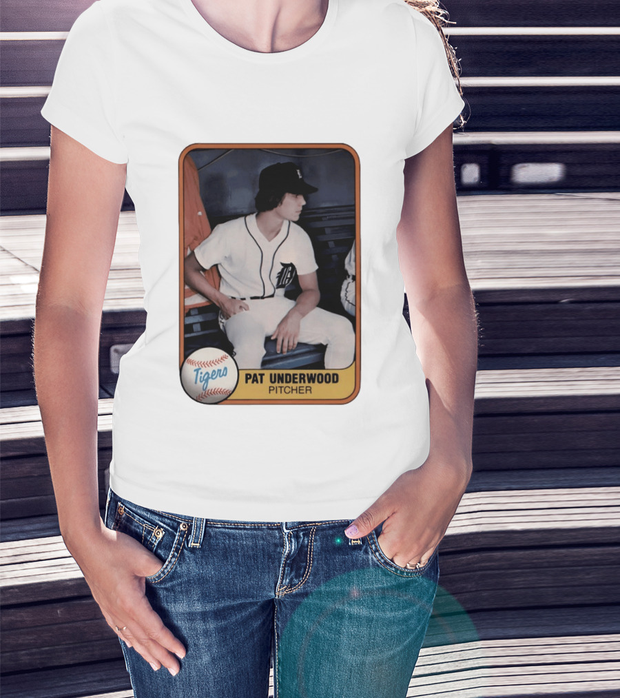 Tigers Pat Underwood Pitcher Baseball Card T-Shirt