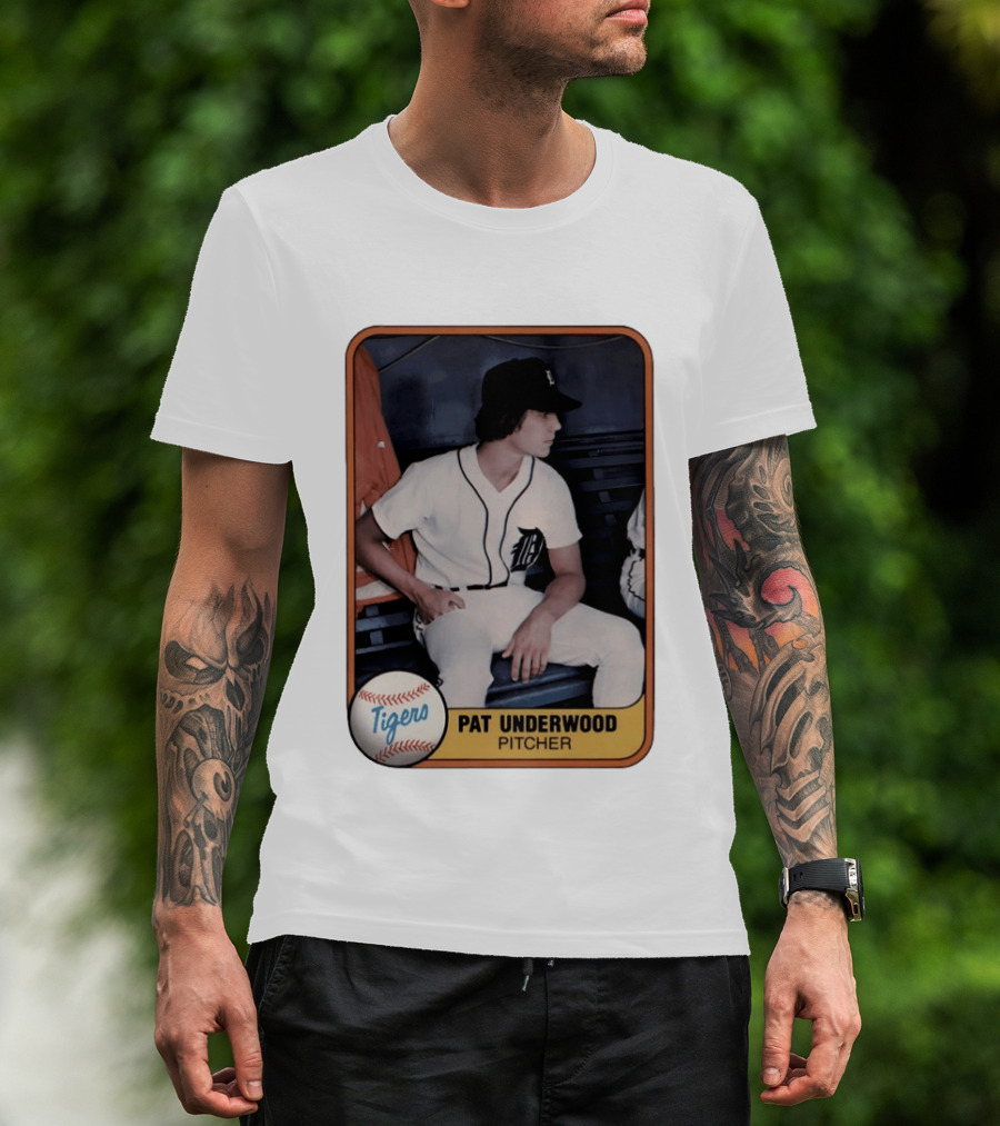 Tigers Pat Underwood Pitcher Baseball Card T-Shirt