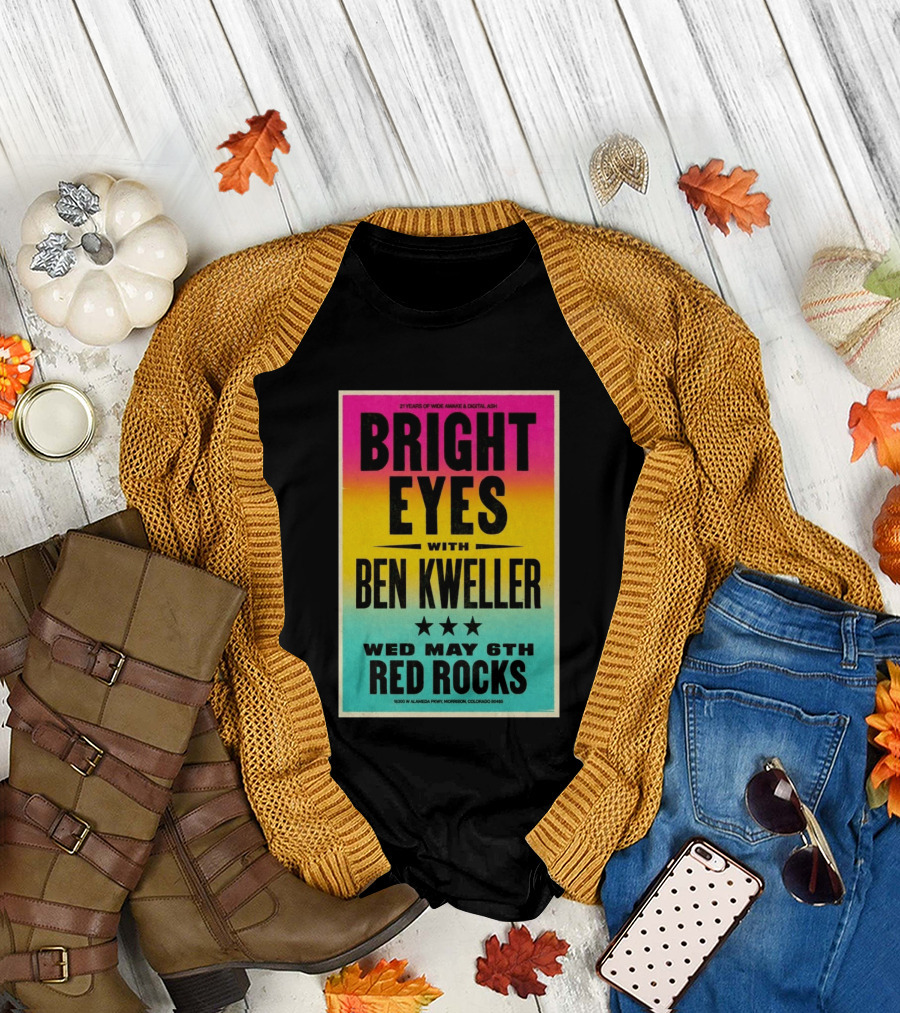 Bright Eyes Ben Kweller Red Rocks May 6 Morrison CO 21 Years of Wide Awake Digital Ash T-Shirt