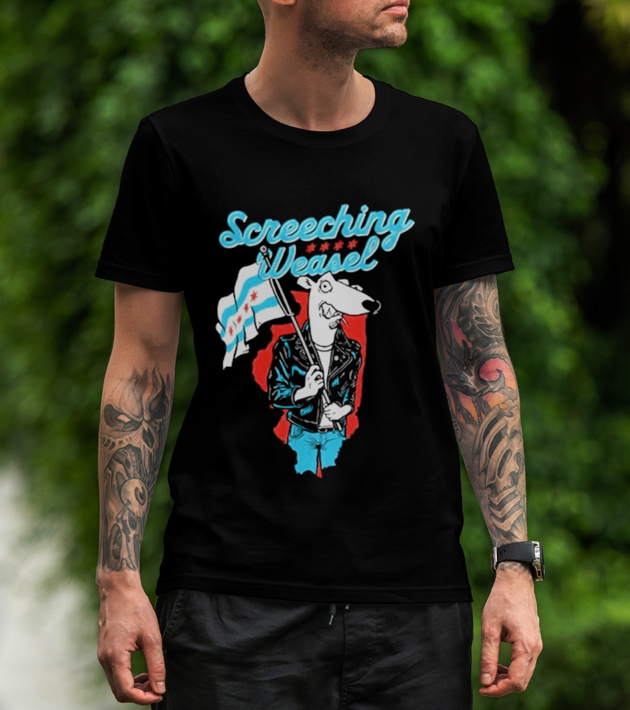 Screeching Weasel Chicago Flag Punk T-Shirt