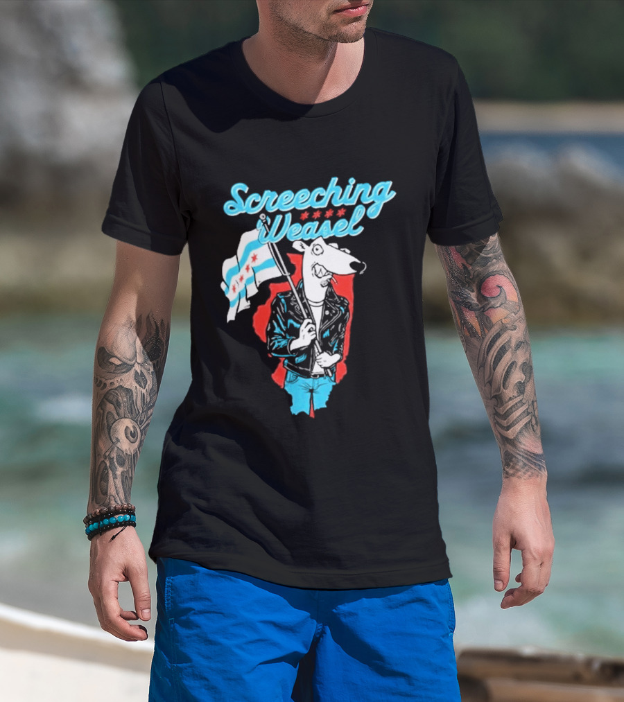 Screeching Weasel Chicago Flag Punk T-Shirt