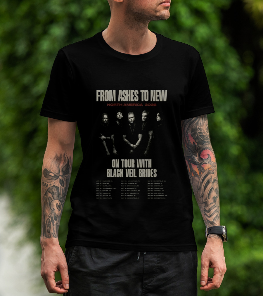 From Ashes To New North America 2026 Tour Dates Featuring Black Veil Brides T-Shirt