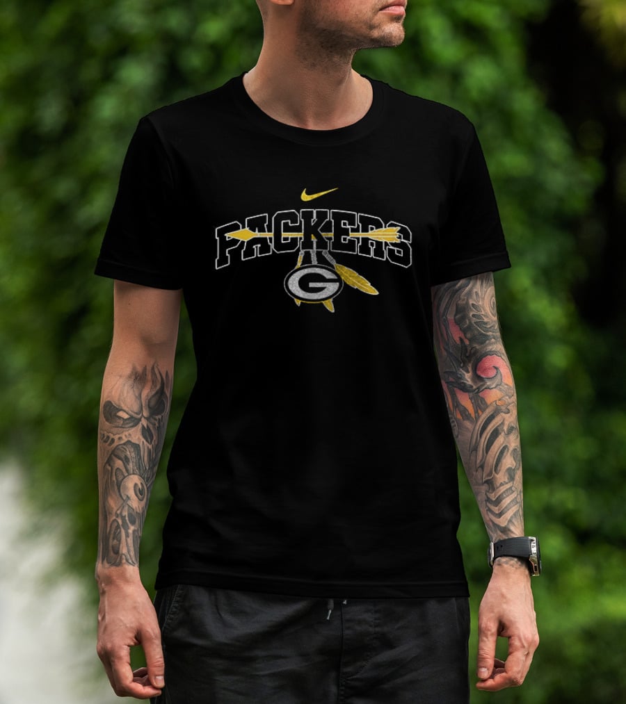 Green Bay Packers Nike Native American Heritage Month Arrowhead Feathers T-Shirt