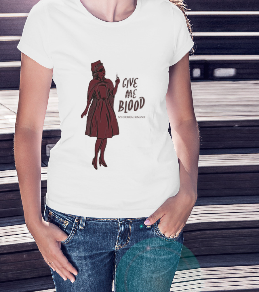 Give Me Blood Gothic Nurse Horror Halloween Costume T-Shirt