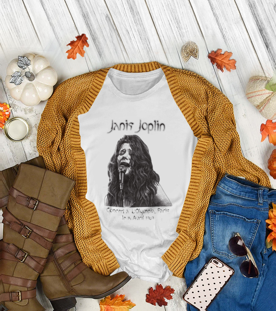 Janis Joplin Olympia Paris Concert Live Performance 1970s T-Shirt