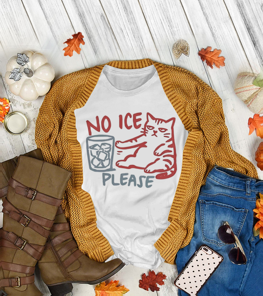 No Ice Please Cat With Drink T-Shirt