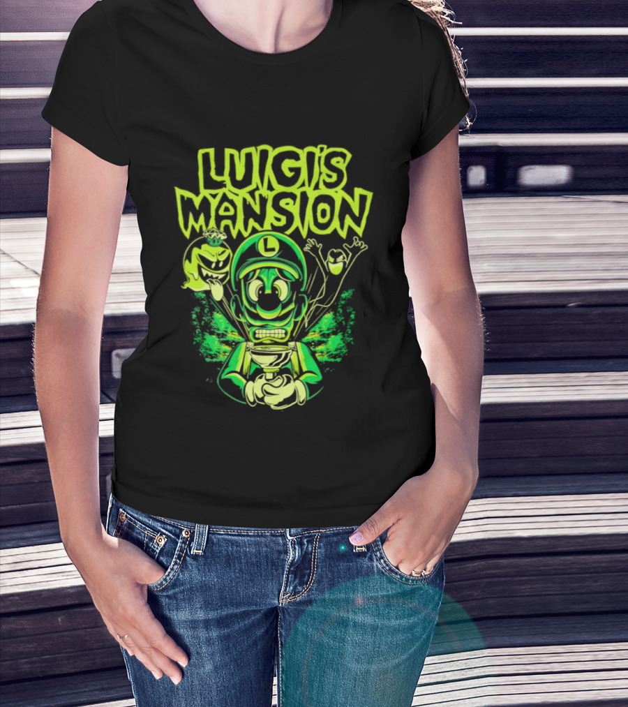 Luigi's Mansion Mario Game Character Neon Ghost T-Shirt