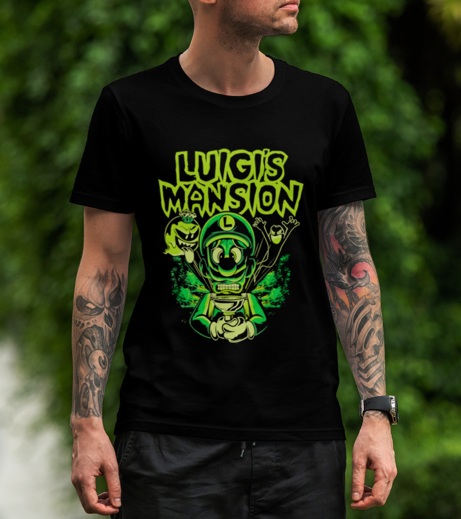 Luigi's Mansion Mario Game Character Neon Ghost T-Shirt
