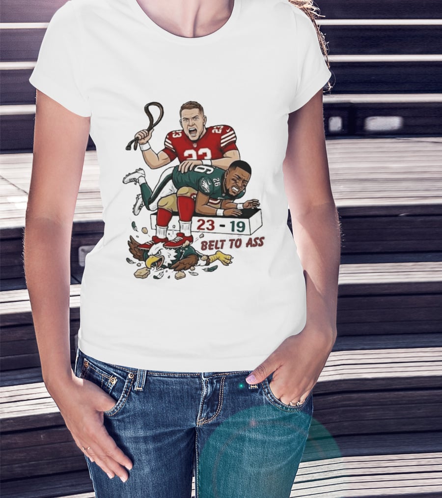 Christian Mccaffrey Belt To Ass 23 19 NFL Rivalry T-Shirt