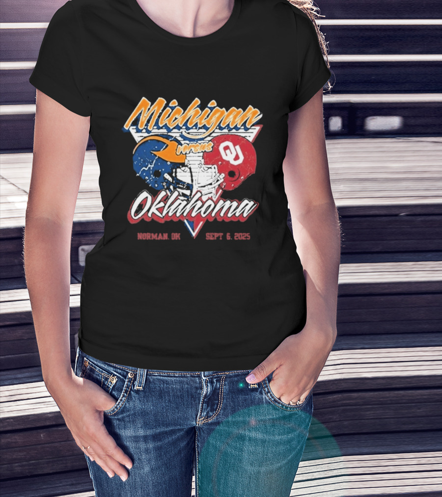 Michigan Wolverines Vs Oklahoma Sooners Football Gameday 2025 Norman SEPT 6 Sports Rivalry T-Shirt