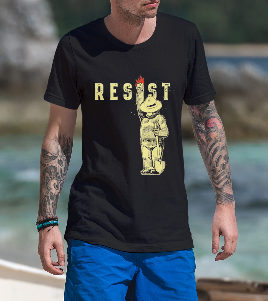 Protect Our National Parks Bear Resist Fist Fire Shovel T-Shirt