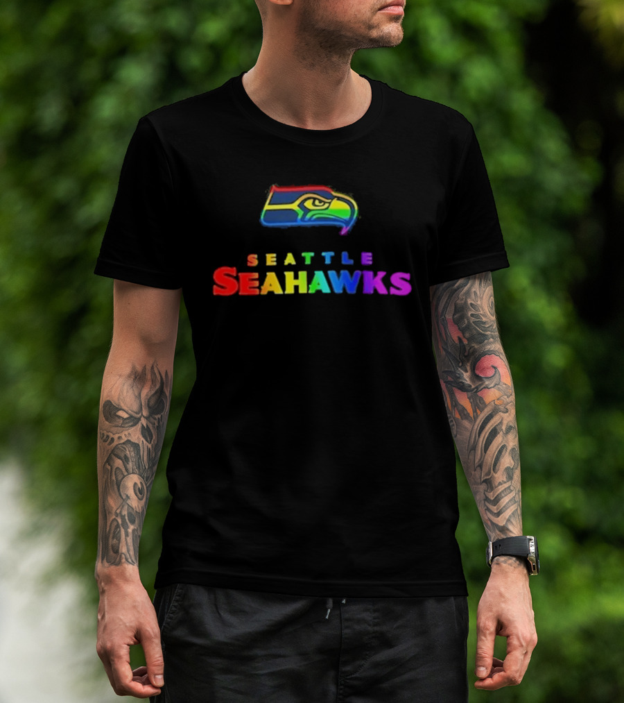 Seattle Seahawks Rainbow Pride NFL Team Logo LGBTQ+ T-Shirt