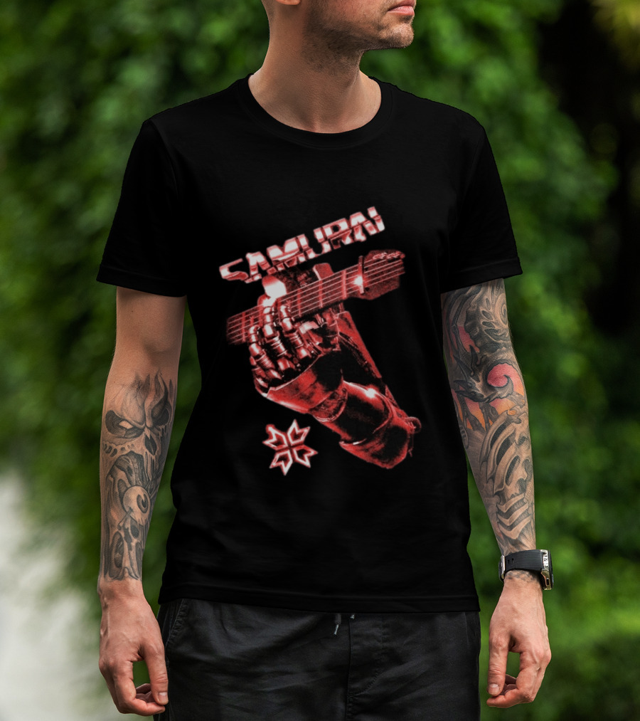 Samurai Cyberpunk 2077 Metallic Hand Guitar T-Shirt