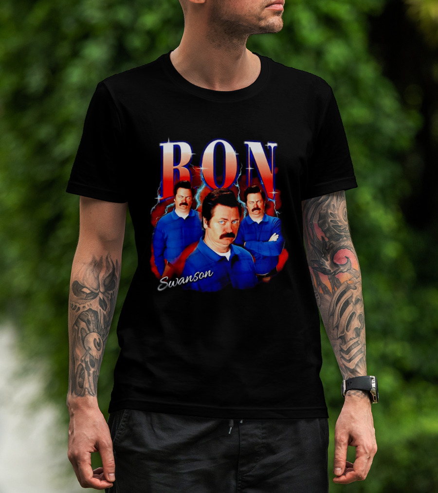 Parks And Recreation Ron Swanson Hearthrob Character Collage T-Shirt