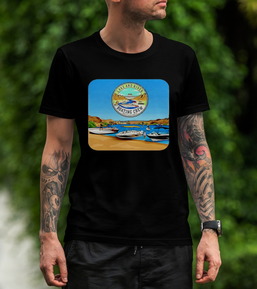 Lake And River Boating Crew With Boats Jet Ski E Foil Adventure Scene T-Shirt