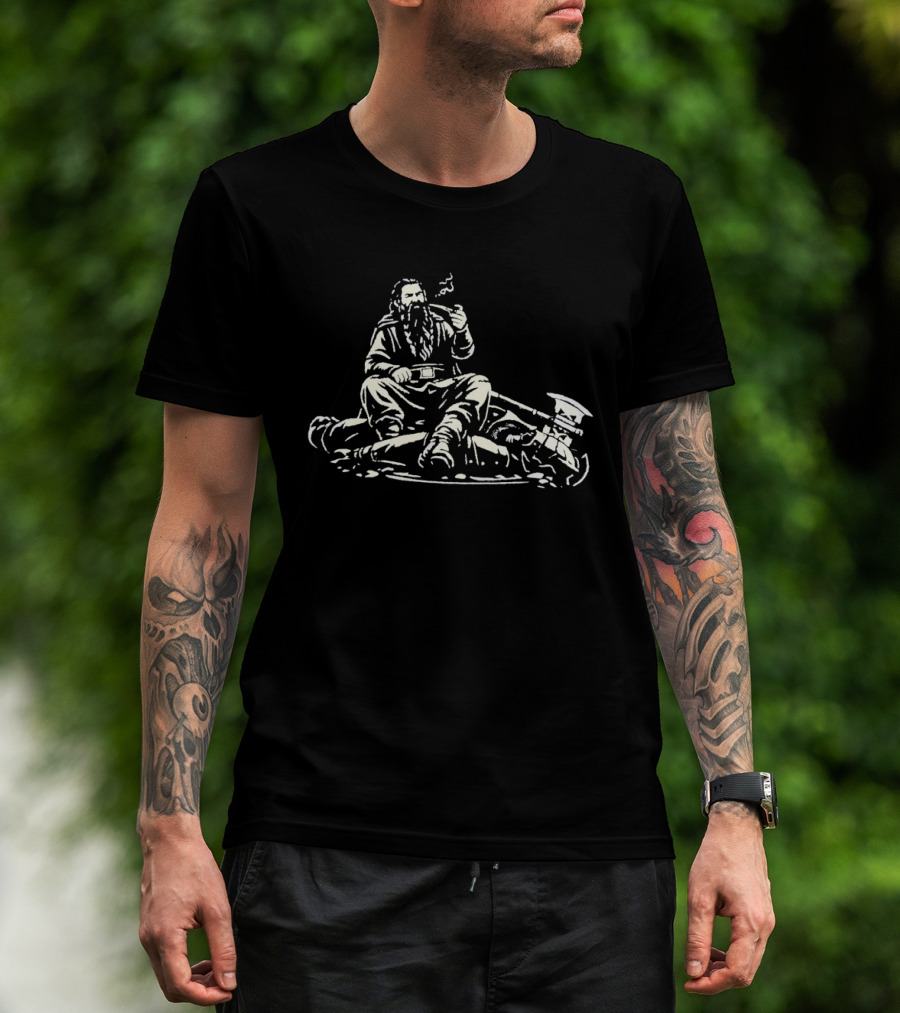 The Lord Of The Rings Gandalf Pipe Smoking Scene With Staff And Hat T-Shirt