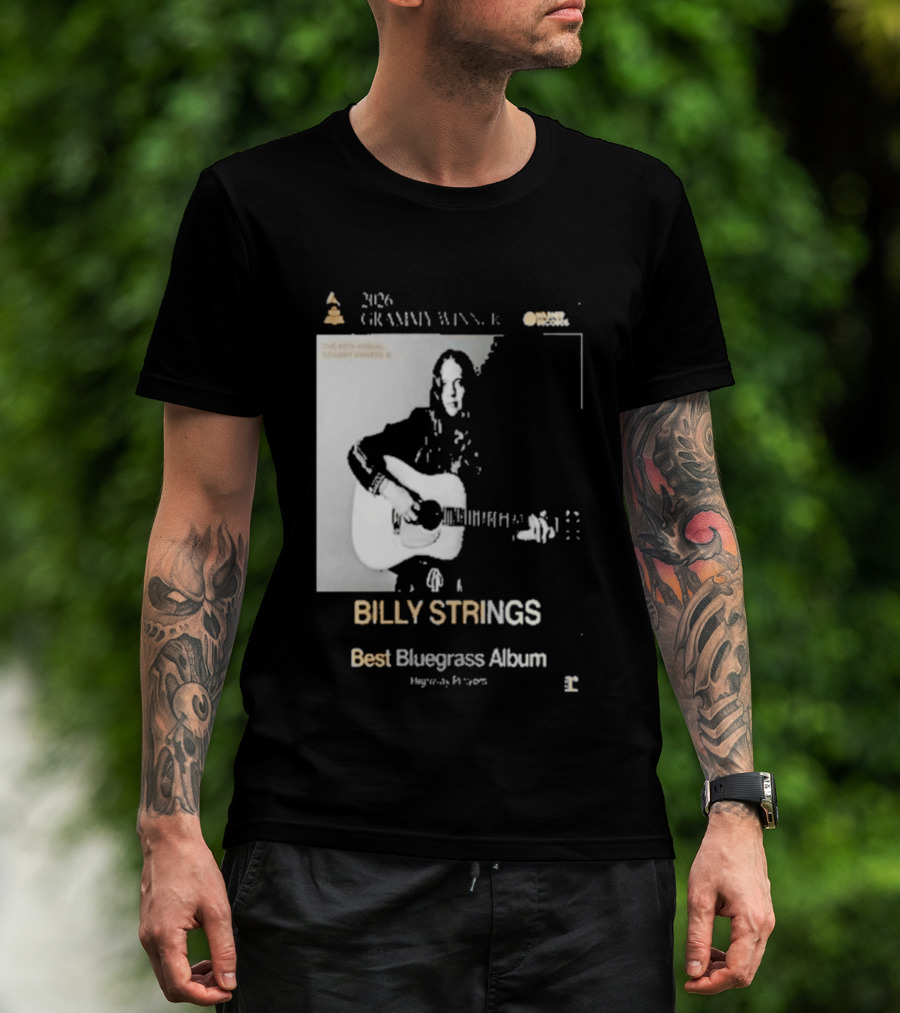 Billy Strings 2026 Grammy Winner Best Bluegrass Album Performance Acoustic Guitar T-Shirt