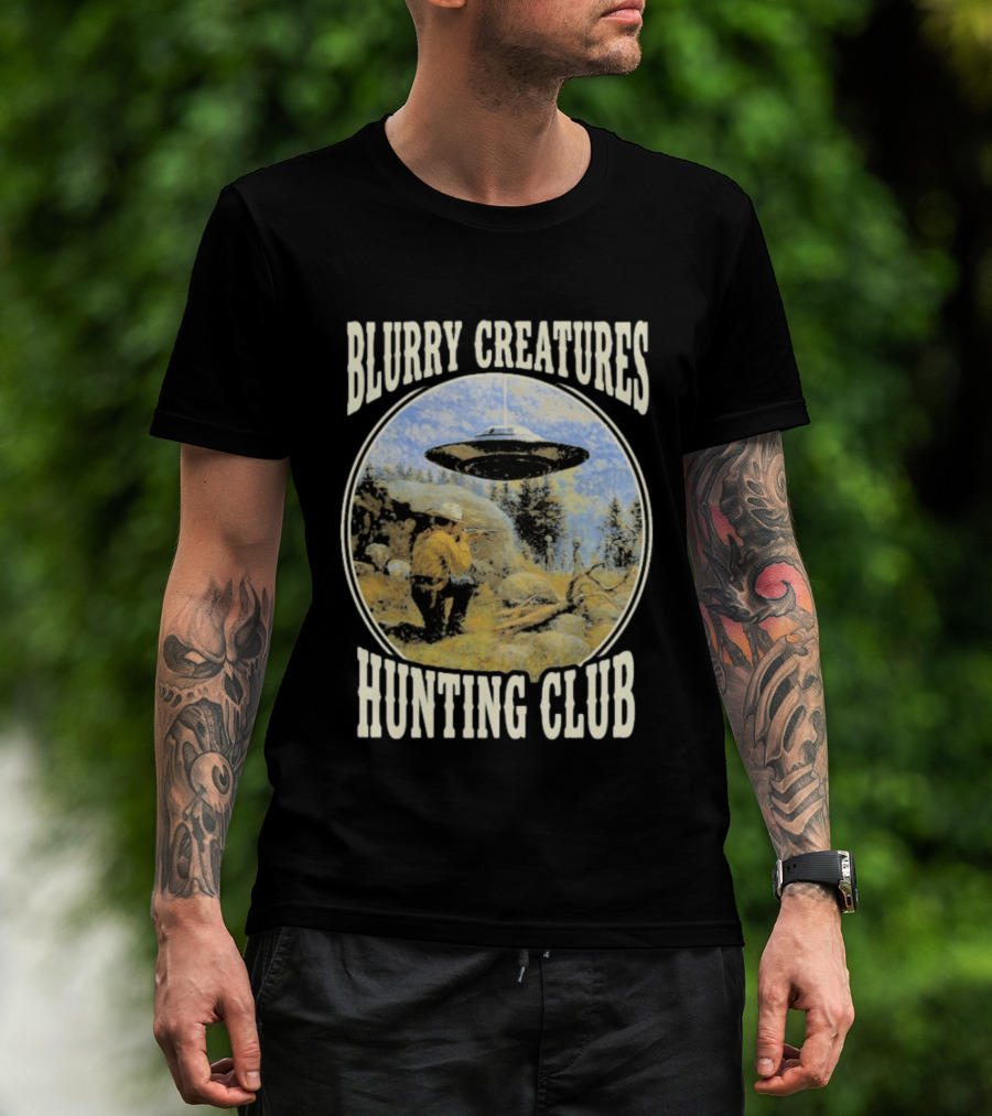 Blurry Creatures UFO Encounter Wilderness Adventure Hunting Club T-Shirt