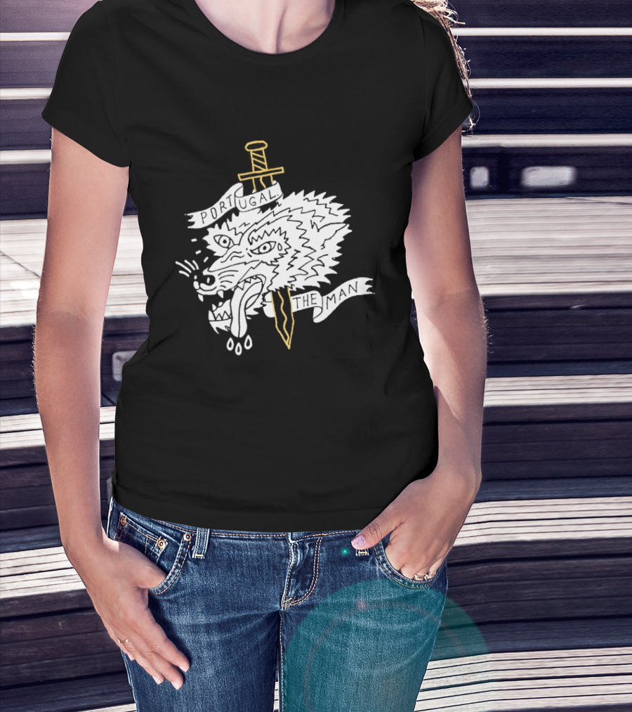 Portugal The Man Wolf Head Sword And Banner T-Shirt