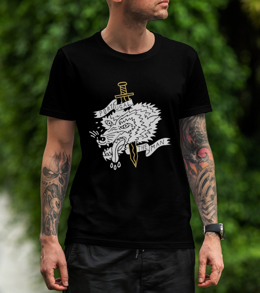 Portugal The Man Wolf Head Sword And Banner T-Shirt