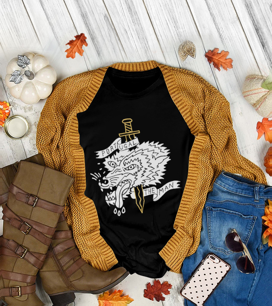 Portugal The Man Wolf Head Sword and Banner T-Shirt