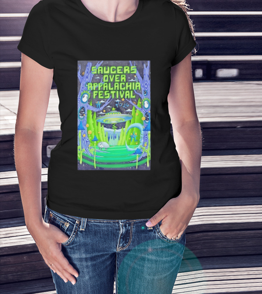 Saucers Over Appalachia Festival 2026 UFO Theme Bristol VA Jun 13 Forest Aliens T-Shirt