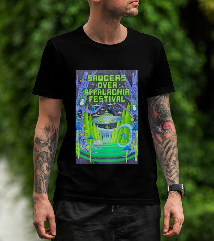 Saucers Over Appalachia Festival 2026 UFO Theme Bristol VA Jun 13 Forest Aliens T-Shirt