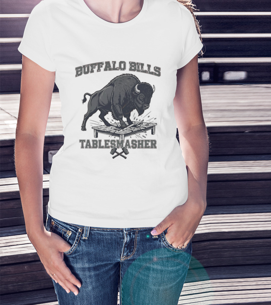 Buffalo Bills Table Smasher Buffalo Jumping Over Table T-Shirt