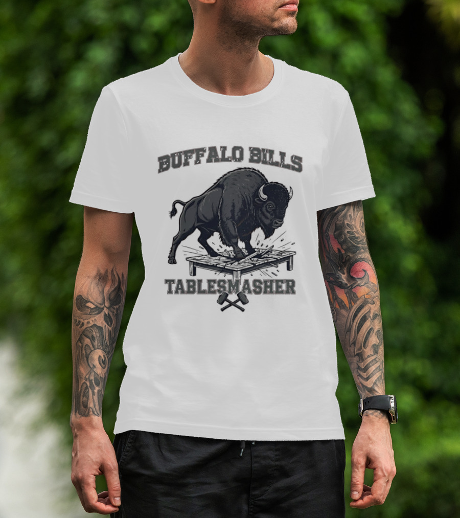 Buffalo Bills Table Smasher Buffalo Jumping Over Table T-Shirt