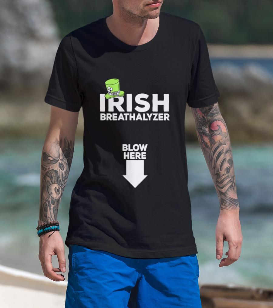 Irish Breathalyzer Blow Here St Patrick's Hat T-Shirt