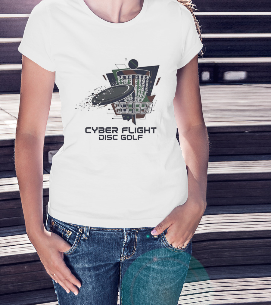 Cyber Flight Disc Golf Futuristic Basket T-Shirt