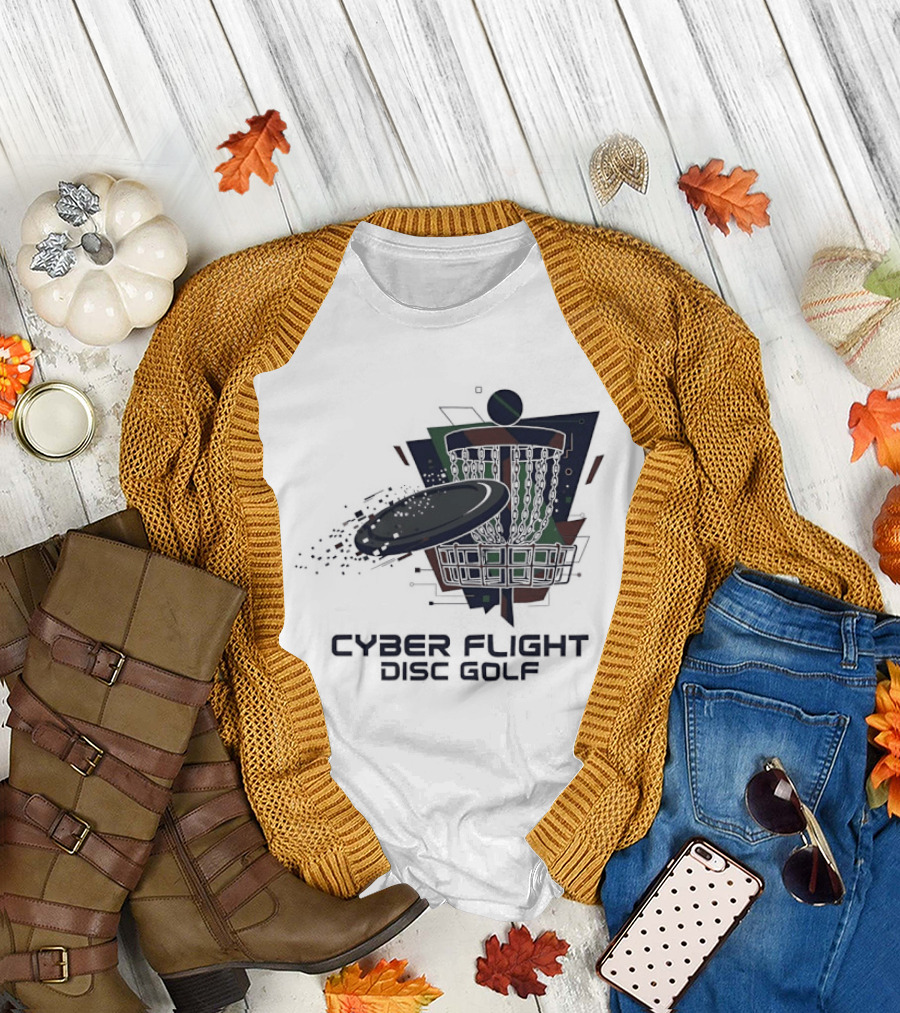 Cyber Flight Disc Golf Futuristic Basket T-Shirt